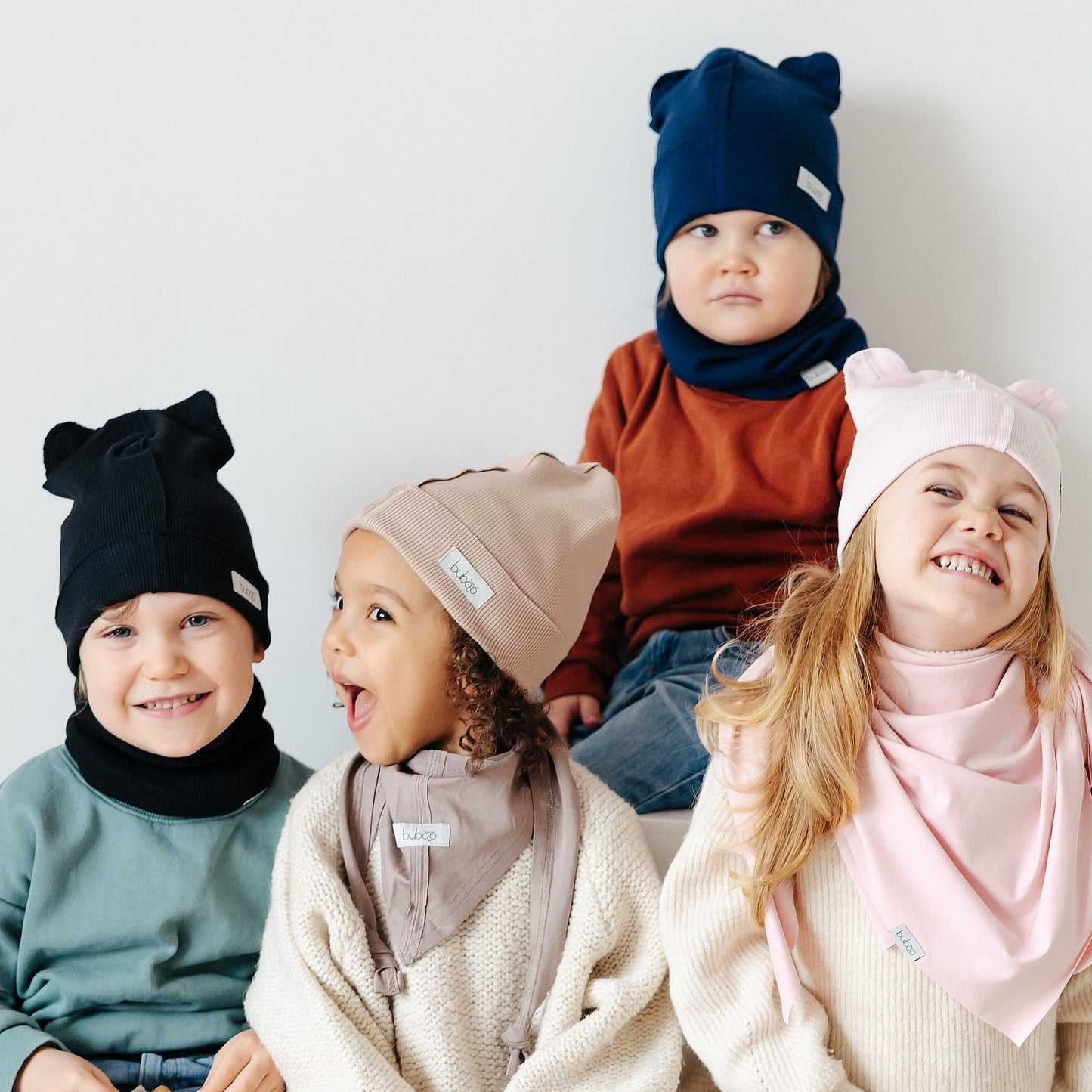 BEAR Cotton Kids Beanie with Teddy Ears – Dark Blue | Ribbed One Layer Hat – BUBOO