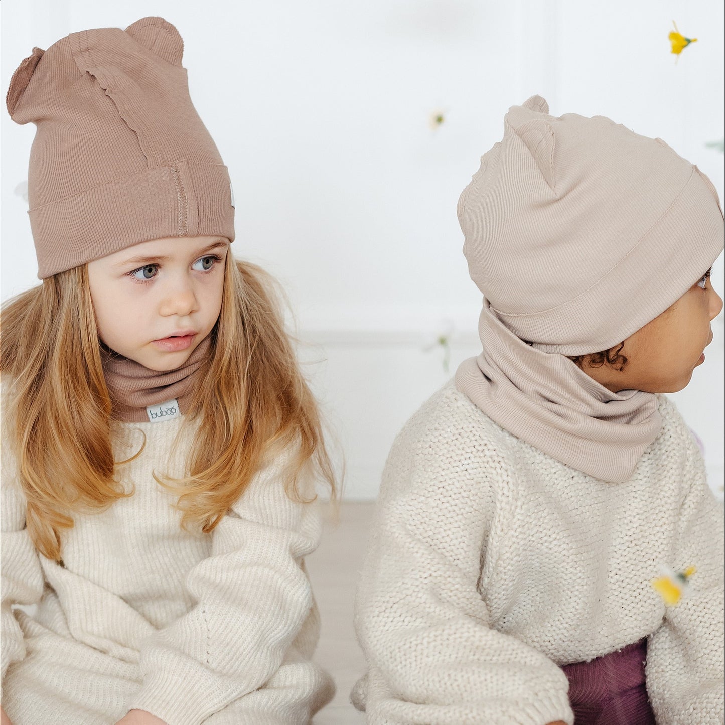 Kids snood scarf for spring fall - cream