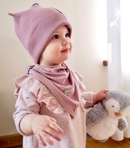 BEAR Ash Rose Double Cotton Beanie with Teddy Ears