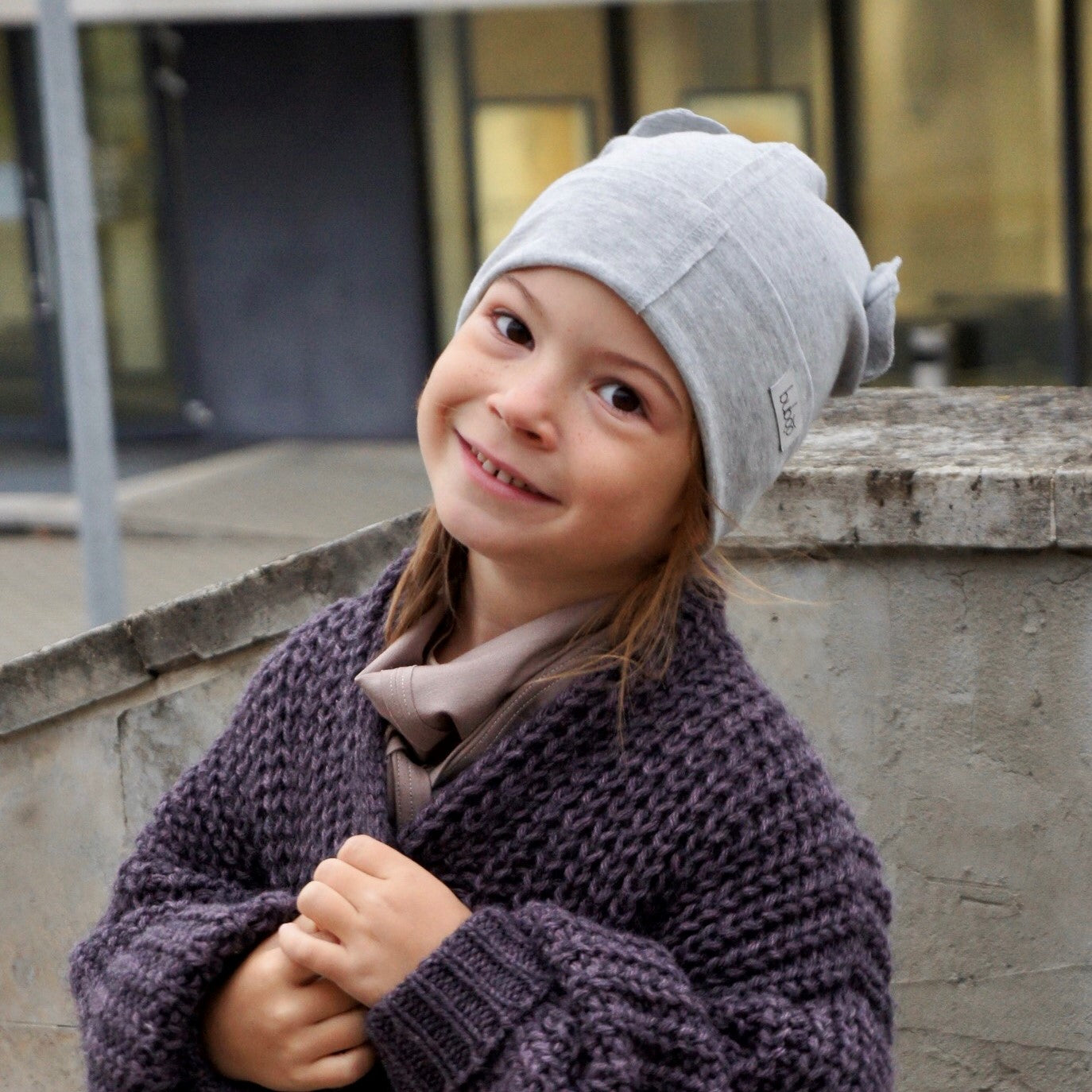 BEAR Cotton Baby Beanie with Teddy Ears – Mist | Ribbed One Layer Hat – BUBOO