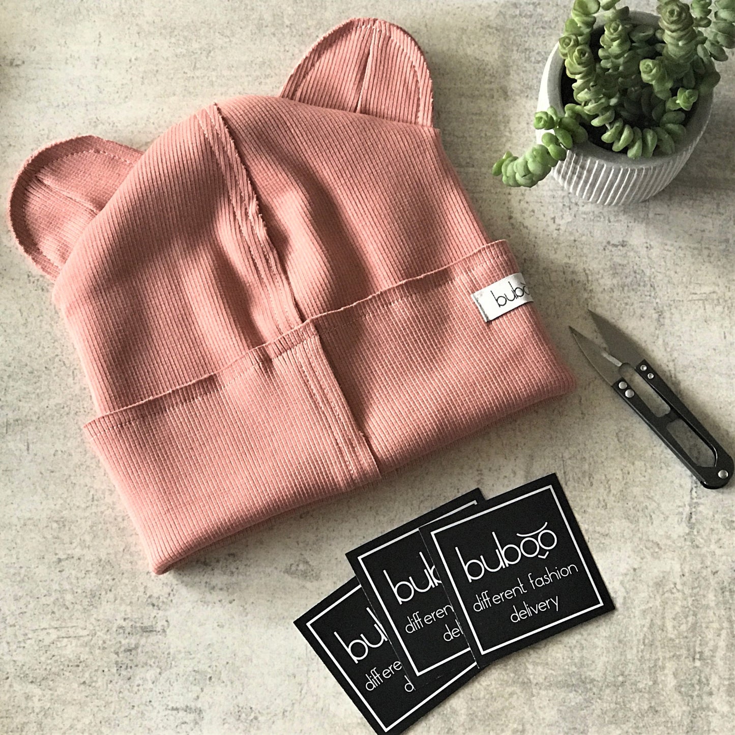 BEAR Sorbet Cotton Beanie with Teddy Ears