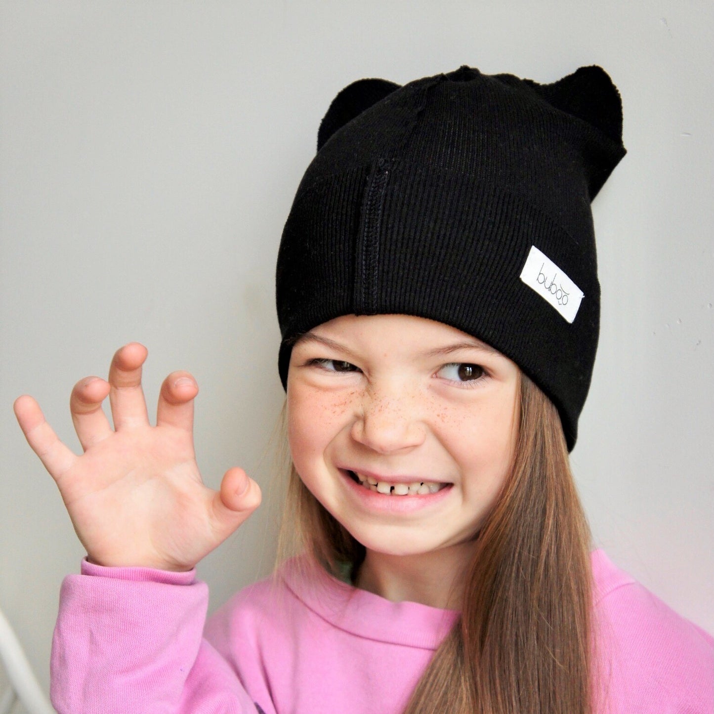 BEAR Cotton Baby Beanie with Teddy Ears – Charcoal | Ribbed One Layer Hat – BUBOO