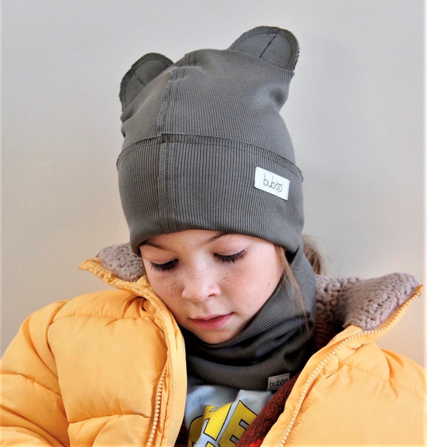 Kids snood scarf for spring  fall - Khaki