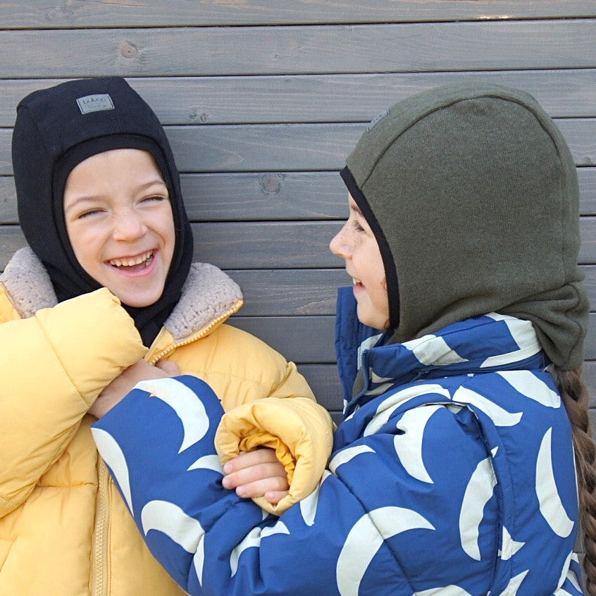 Luxury Cotton Kids Balaclava – Chaki | Autumn/Winter/Spring Helmet Hat – BUBOO