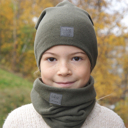 Kids beanie for fall winter spring BUBOO Luxury - Chaki