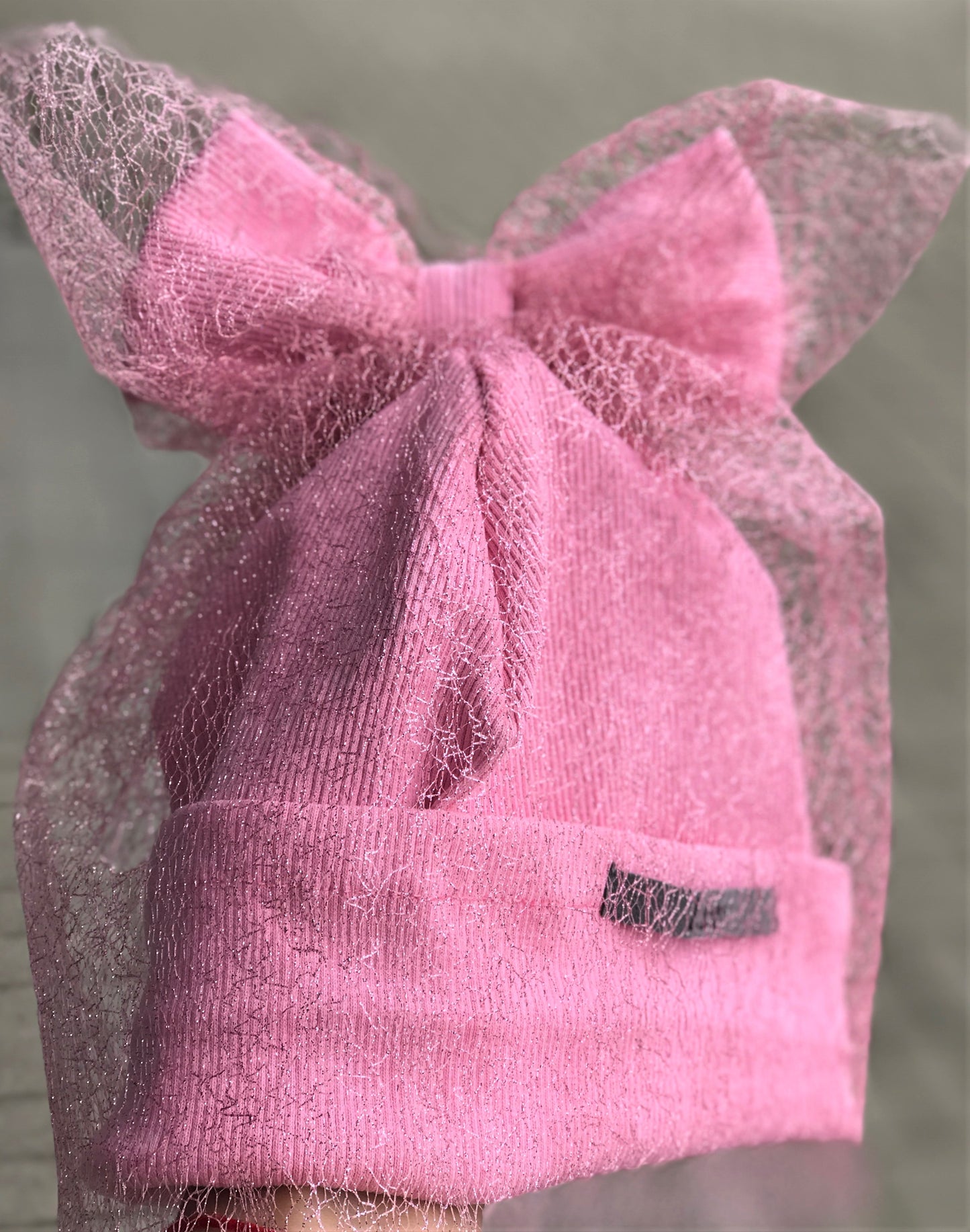Extremely stylish girl doublelayered beanie with a tulle FASHIONISTA pink