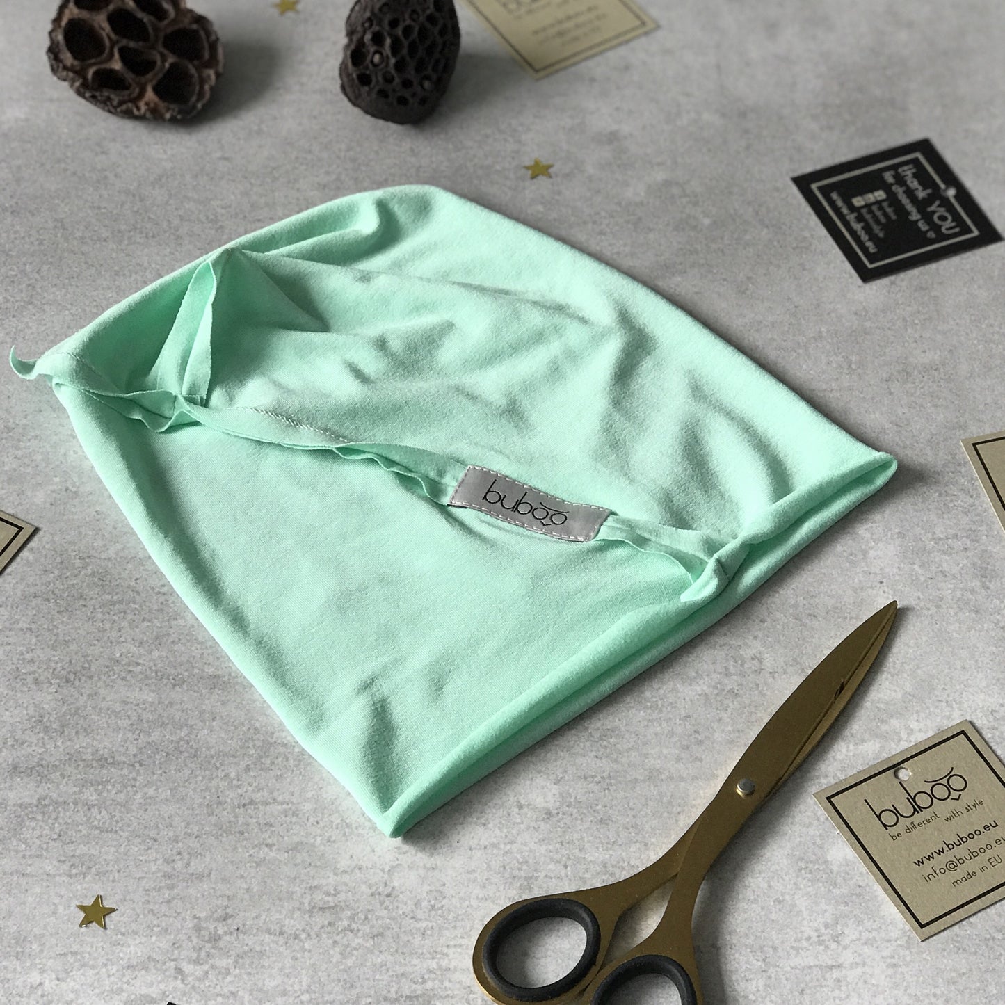 Kids thin cotton beanie UPSIDEDOWN – Mint