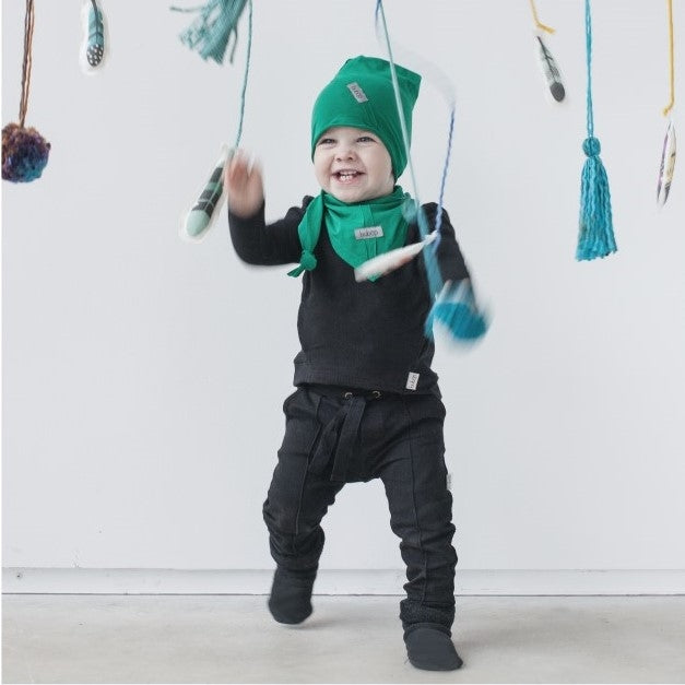 Kids thin cotton beanie UPSIDEDOWN – Green Pea