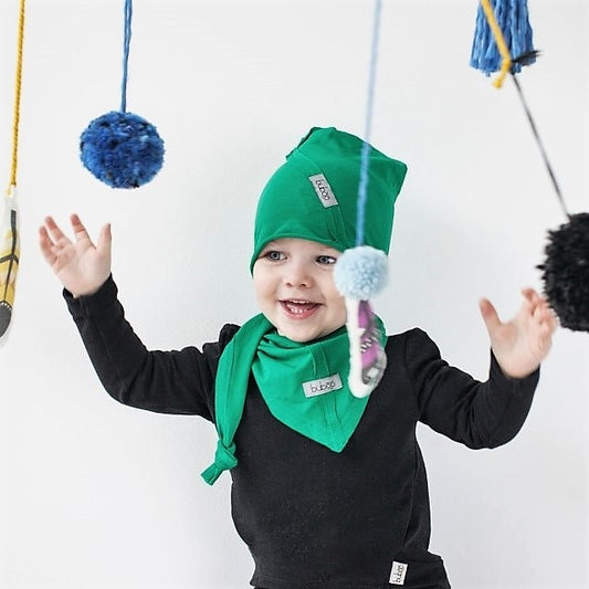 Kids thin cotton beanie UPSIDEDOWN – Green Pea