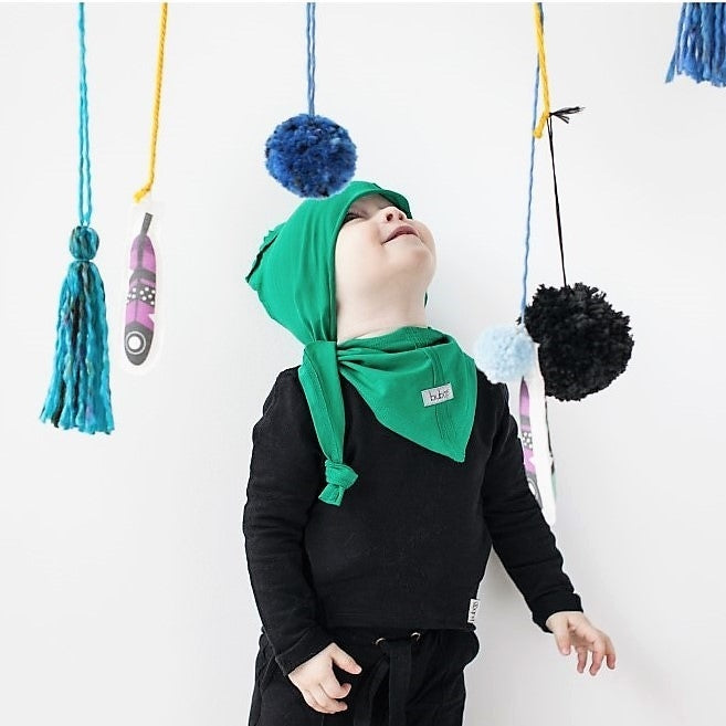 Kids thin cotton beanie UPSIDEDOWN – Green Pea