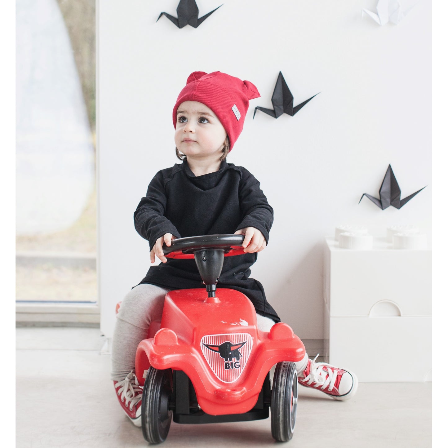 BEAR Cherry Double Cotton Beanie with Teddy Ears