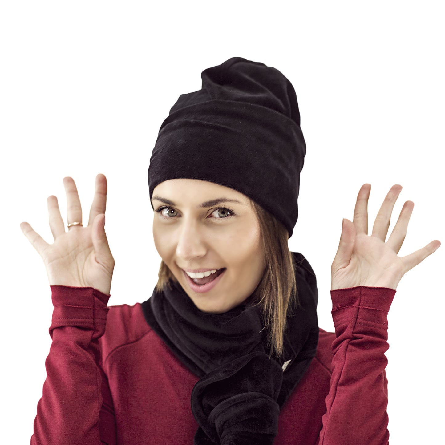 SCREWcz double layered velour beanie charcoal black