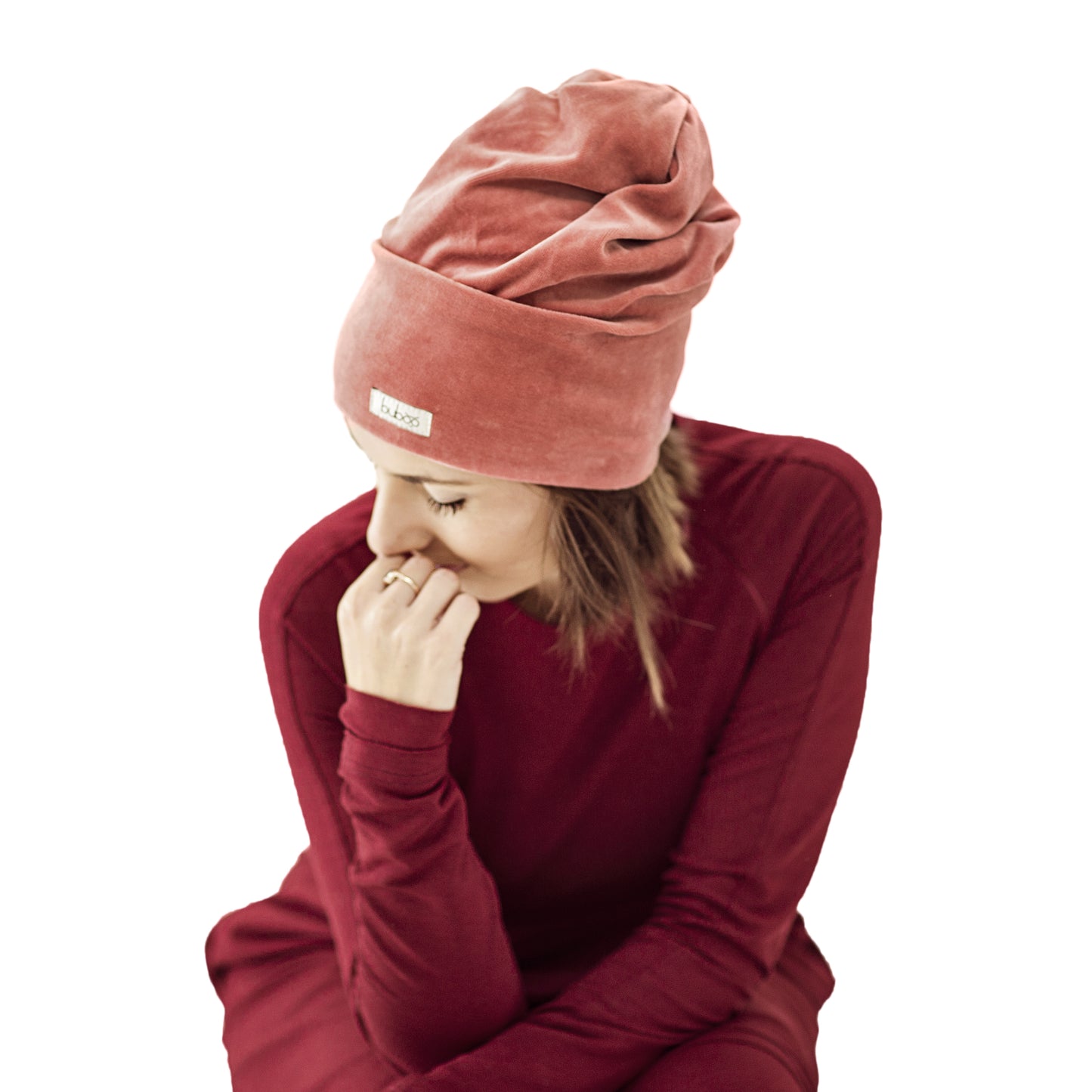 SCREWcz double layered velour beanie coral