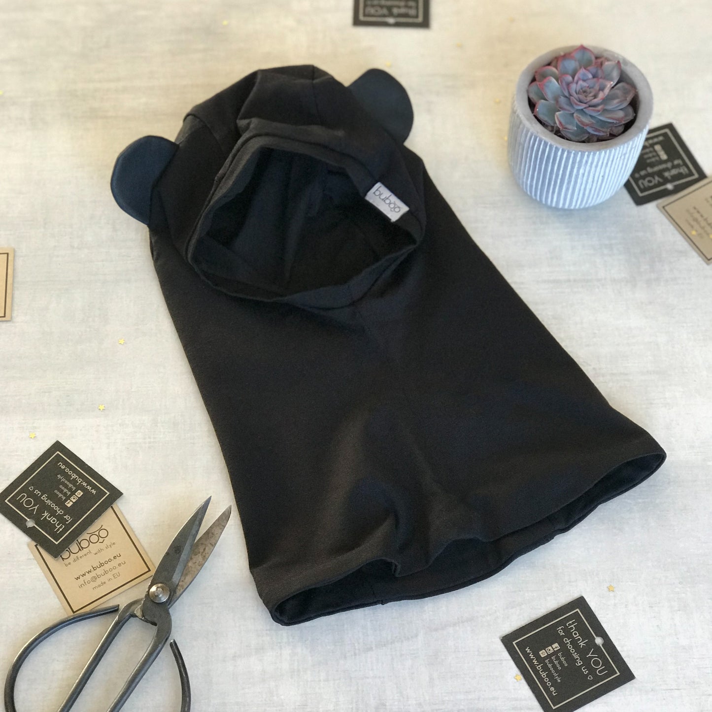 BEAR Cotton Kids Balaclava – Black | Spring/Autumn Helmet Hat – BUBOO