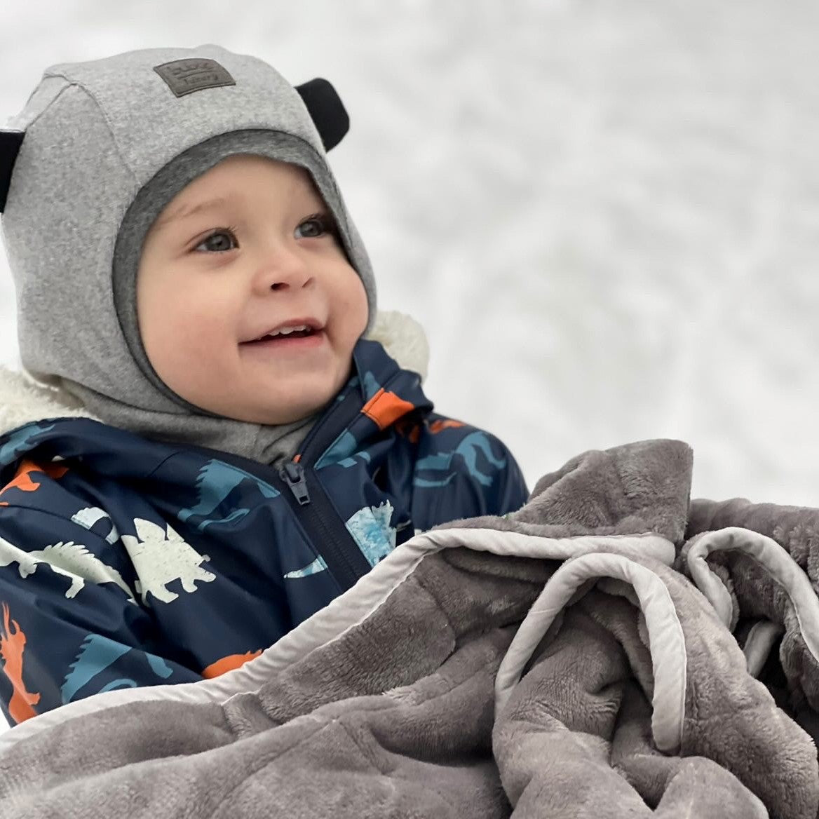 Luxury BEAR Cotton Kids Balaclava – Grey | Autumn/Winter/Spring Hat – BUBOO