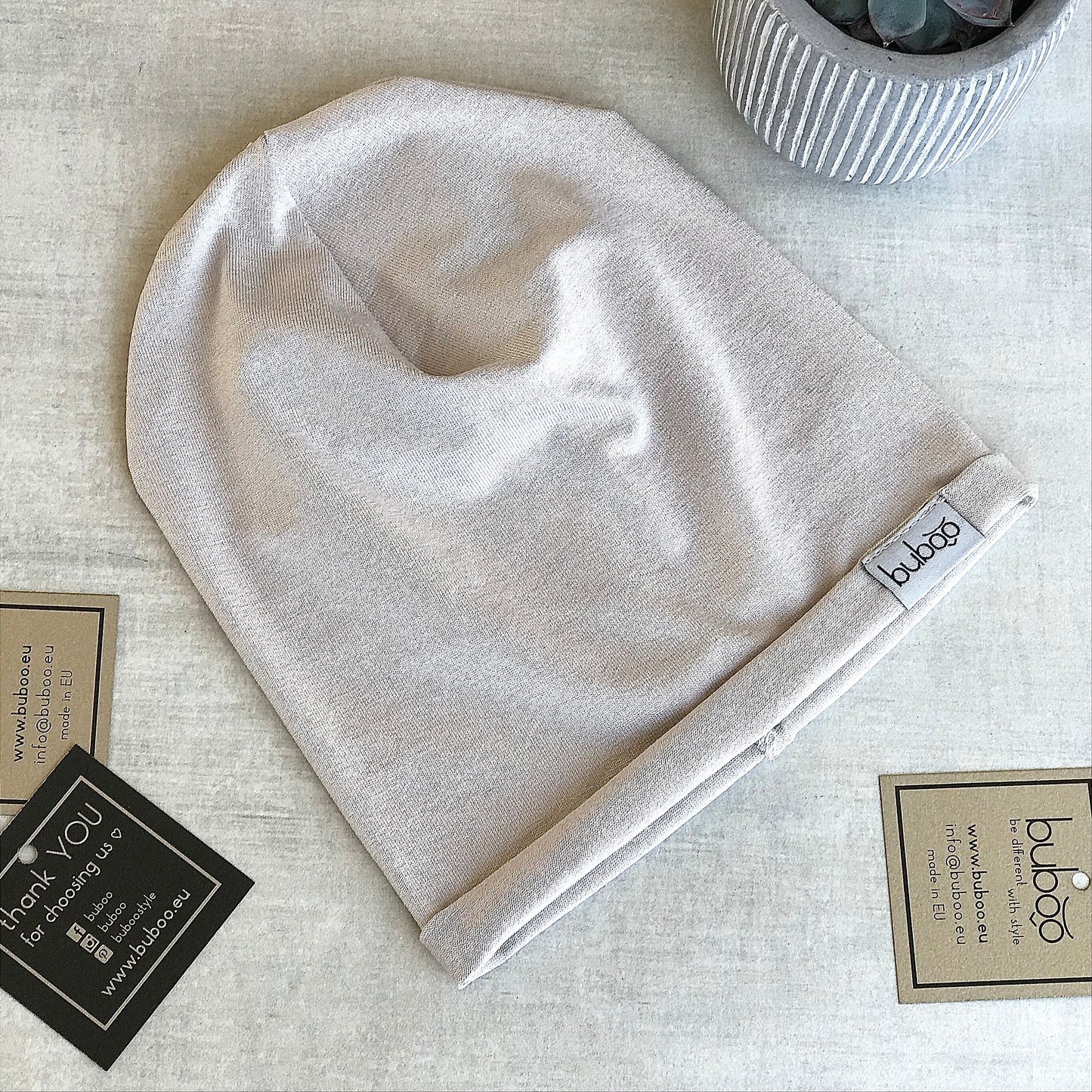 TRENDY Thin Cotton Kids Beanie – Latte | Lightweight Spring/Summer Hat – BUBOO