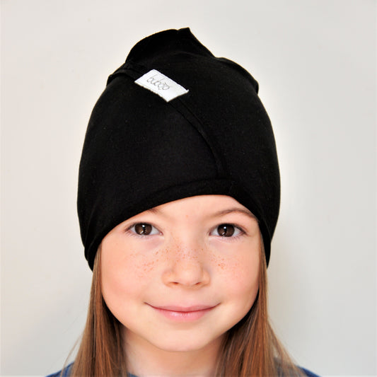 Kids thin cotton beanie UPSIDEDOWN – Charcoal Black