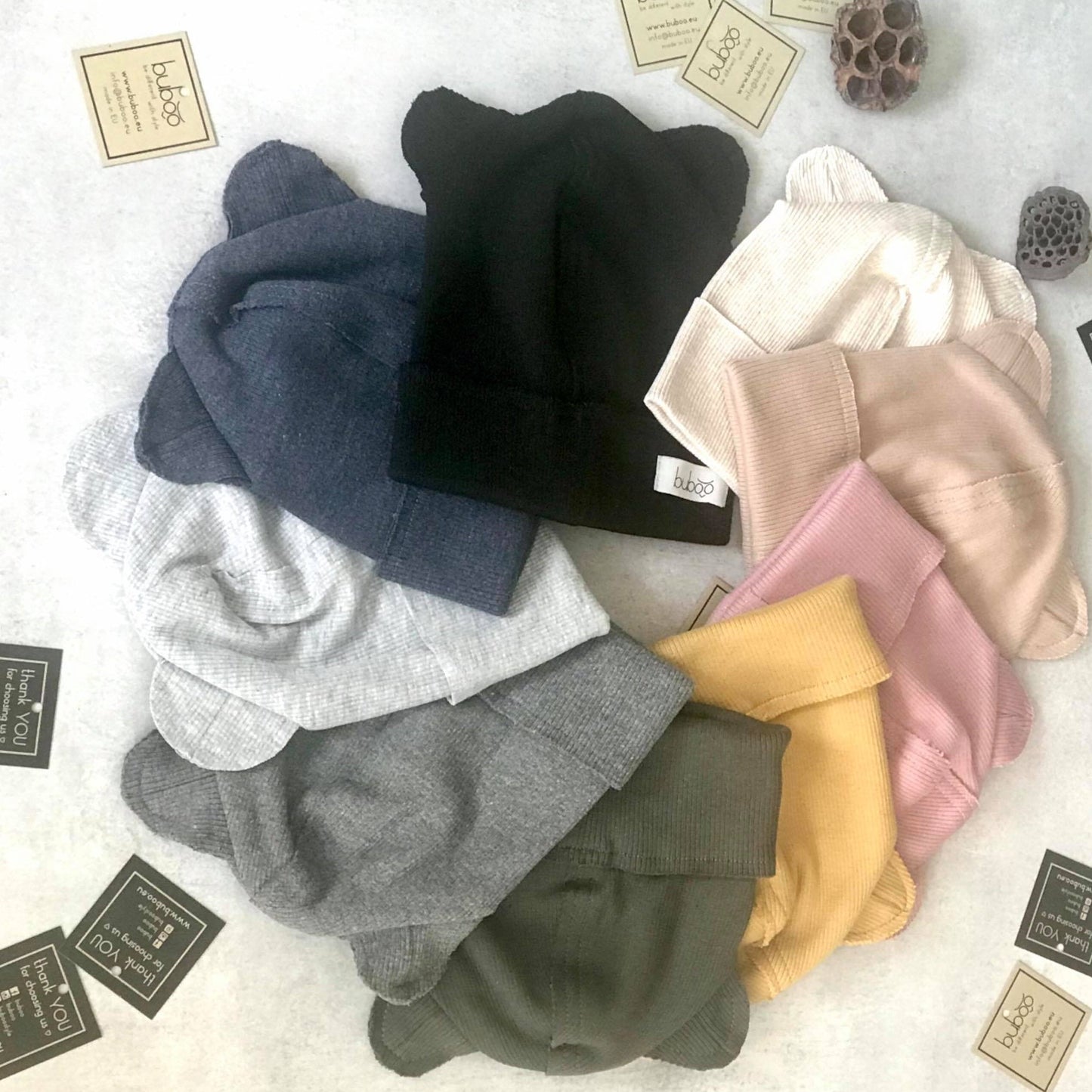BEAR Sorbet Cotton Beanie with Teddy Ears