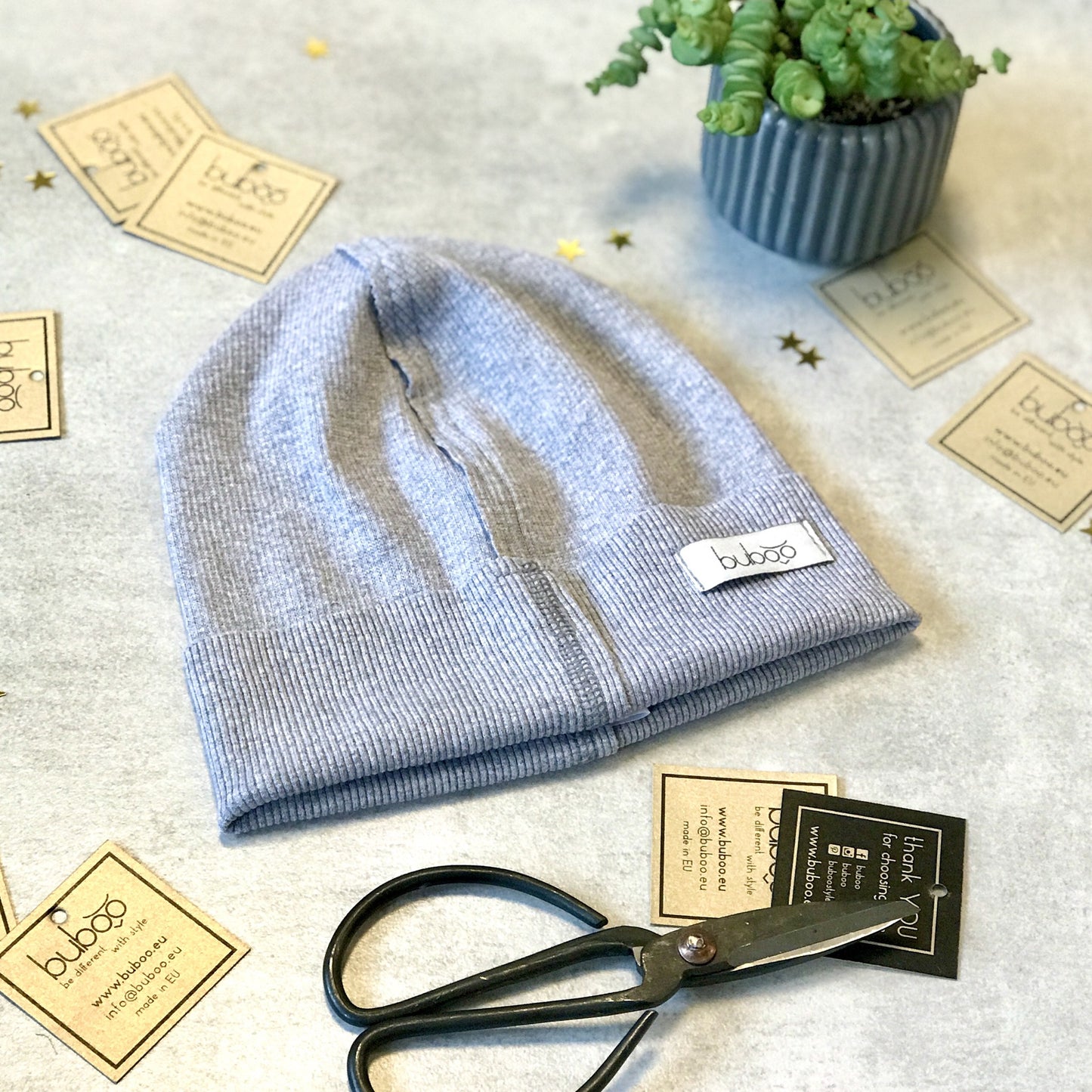 TRENDY Ribbed Cotton Kids Beanie – Mist | Spring/Autumn Hat – BUBOO