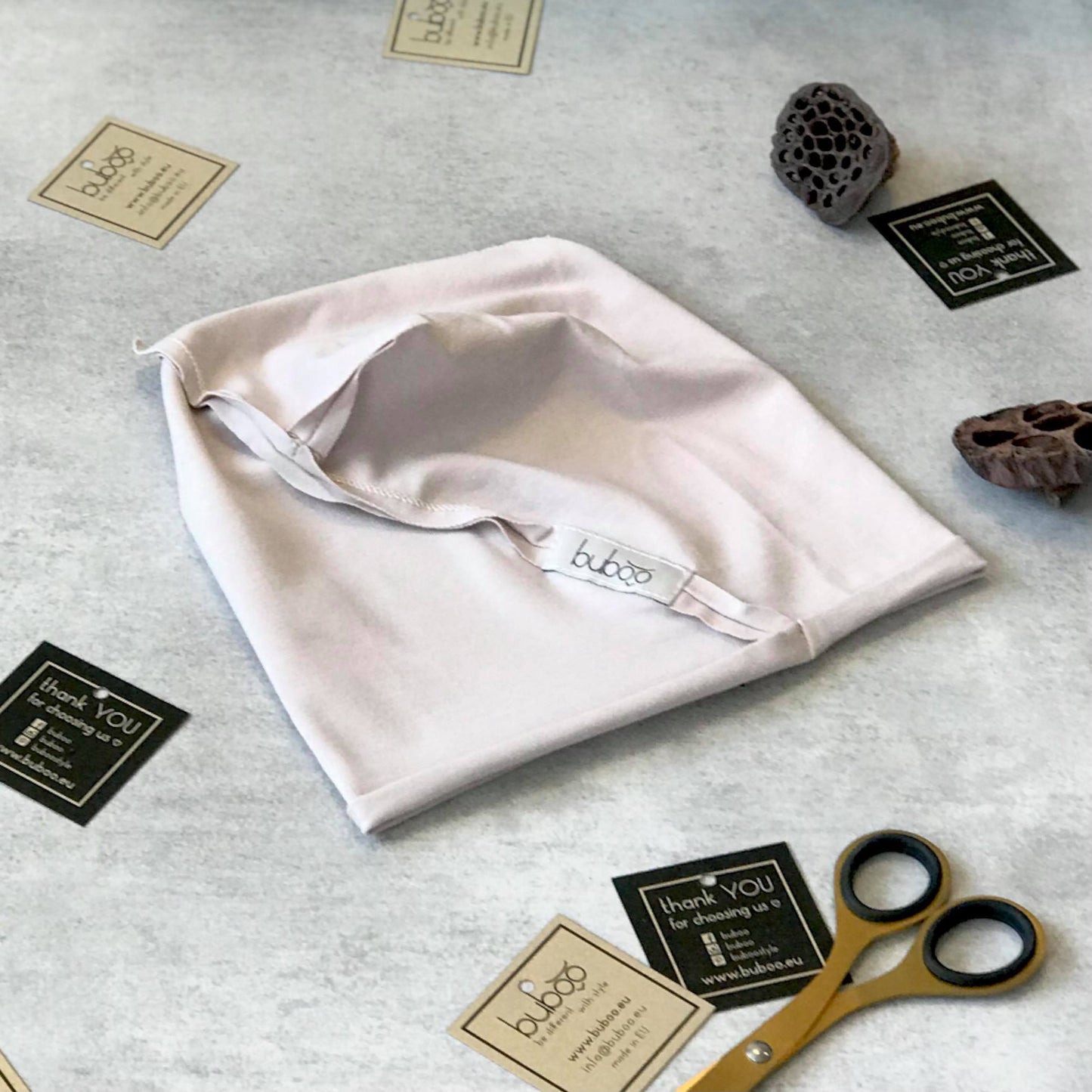 Kids thin cotton beanie UPSIDEDOWN – Latte