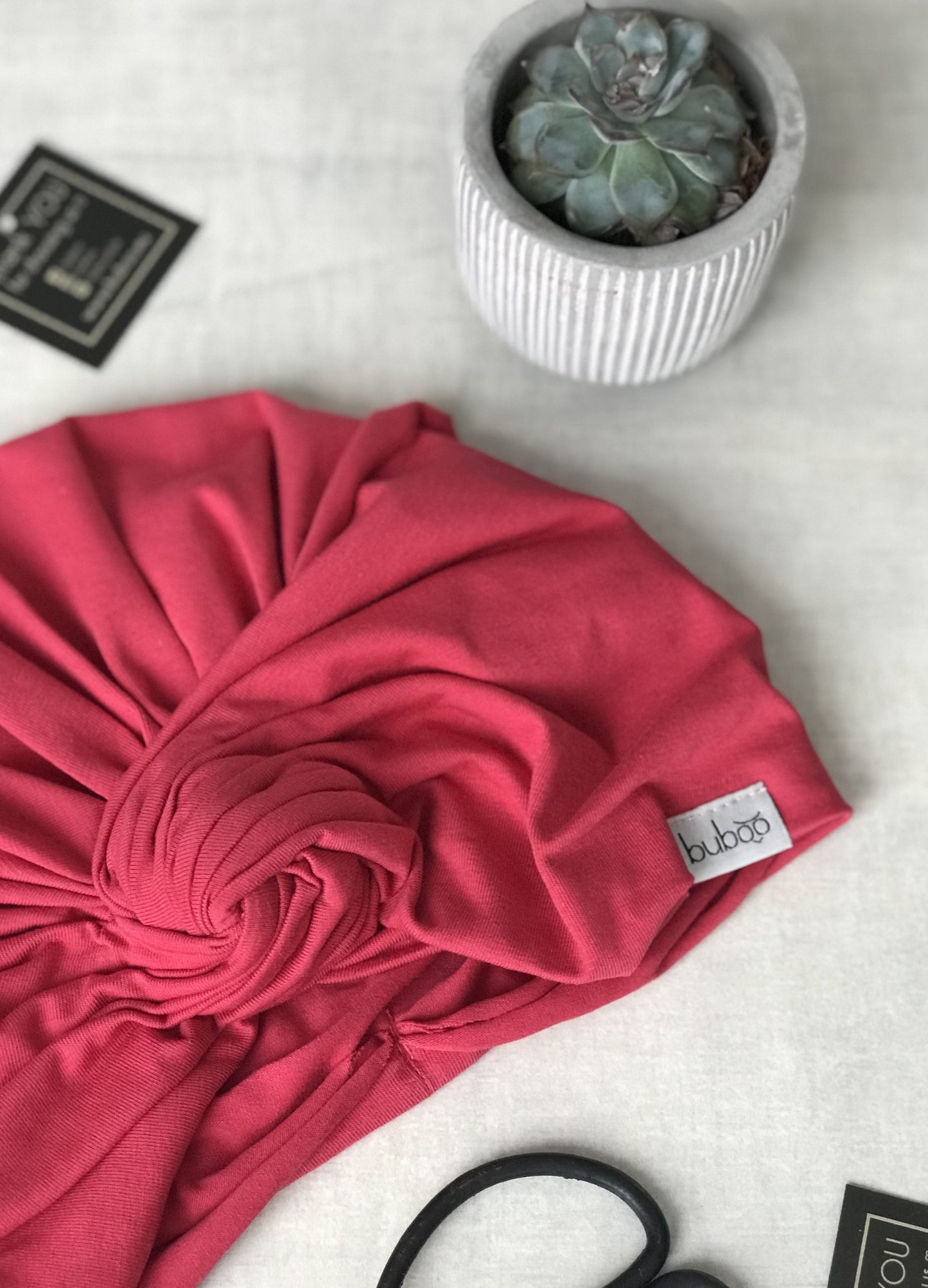 Vasarinė plona kepurė turbanas KNOT avietė - rožinė