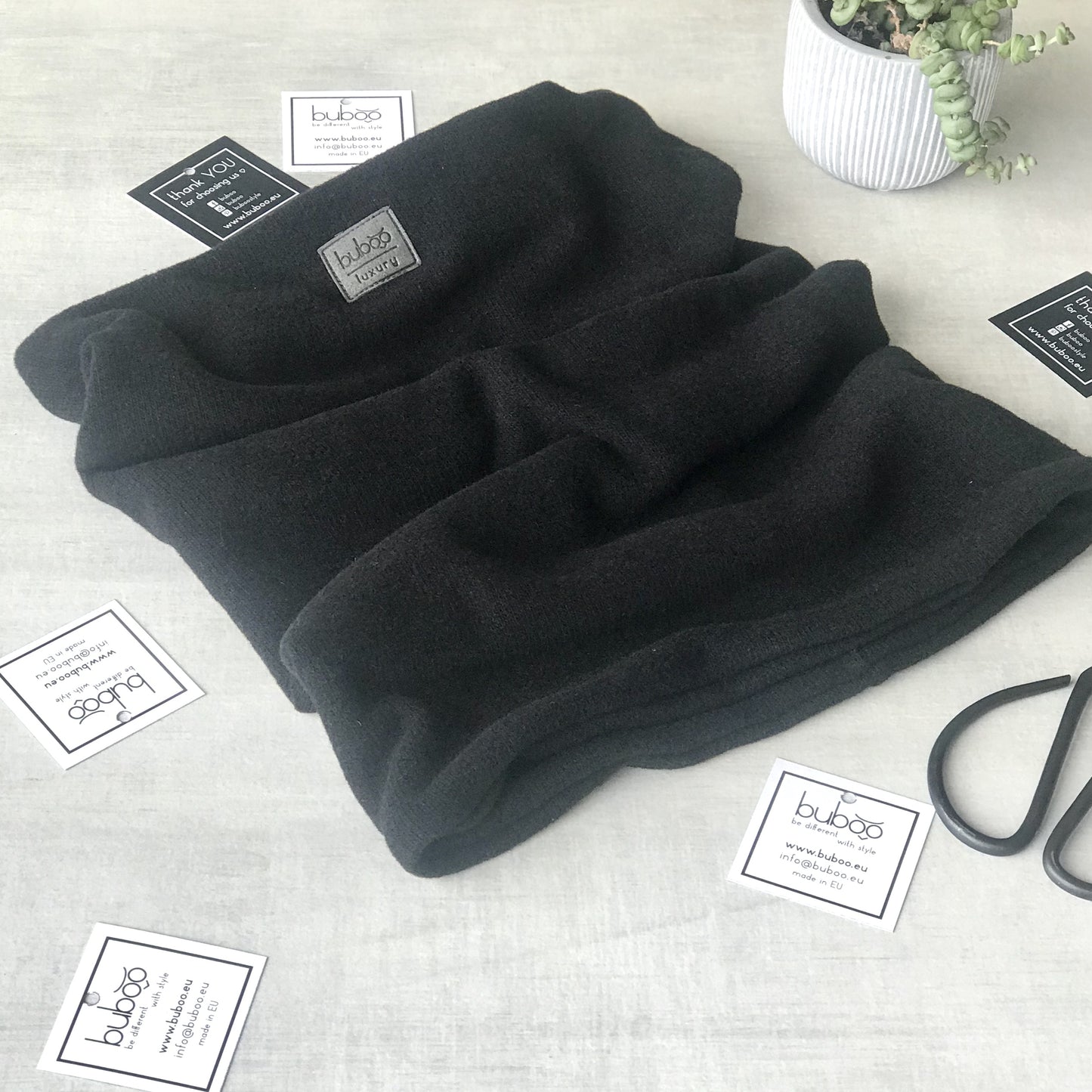 Kids snood scarf for fall winter spring BUBOO luxury - Black