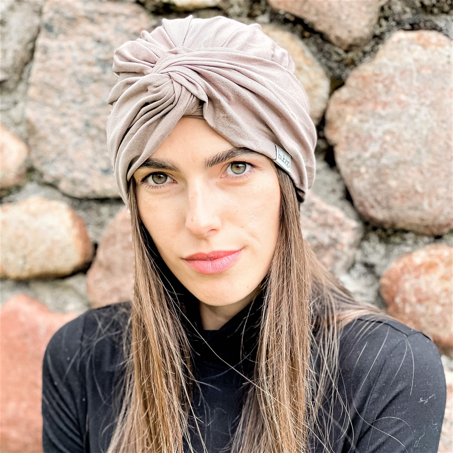 Summer thin beanie turban KNOT - Latte 2