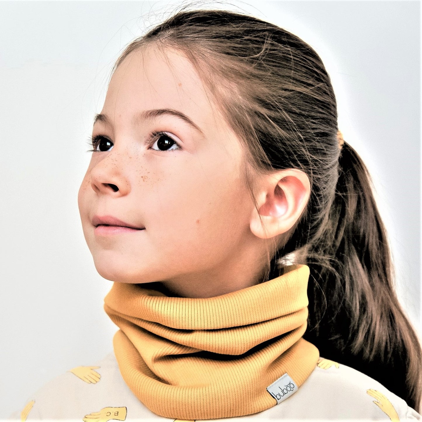 Kids snood scarf for spring fall - Mustard