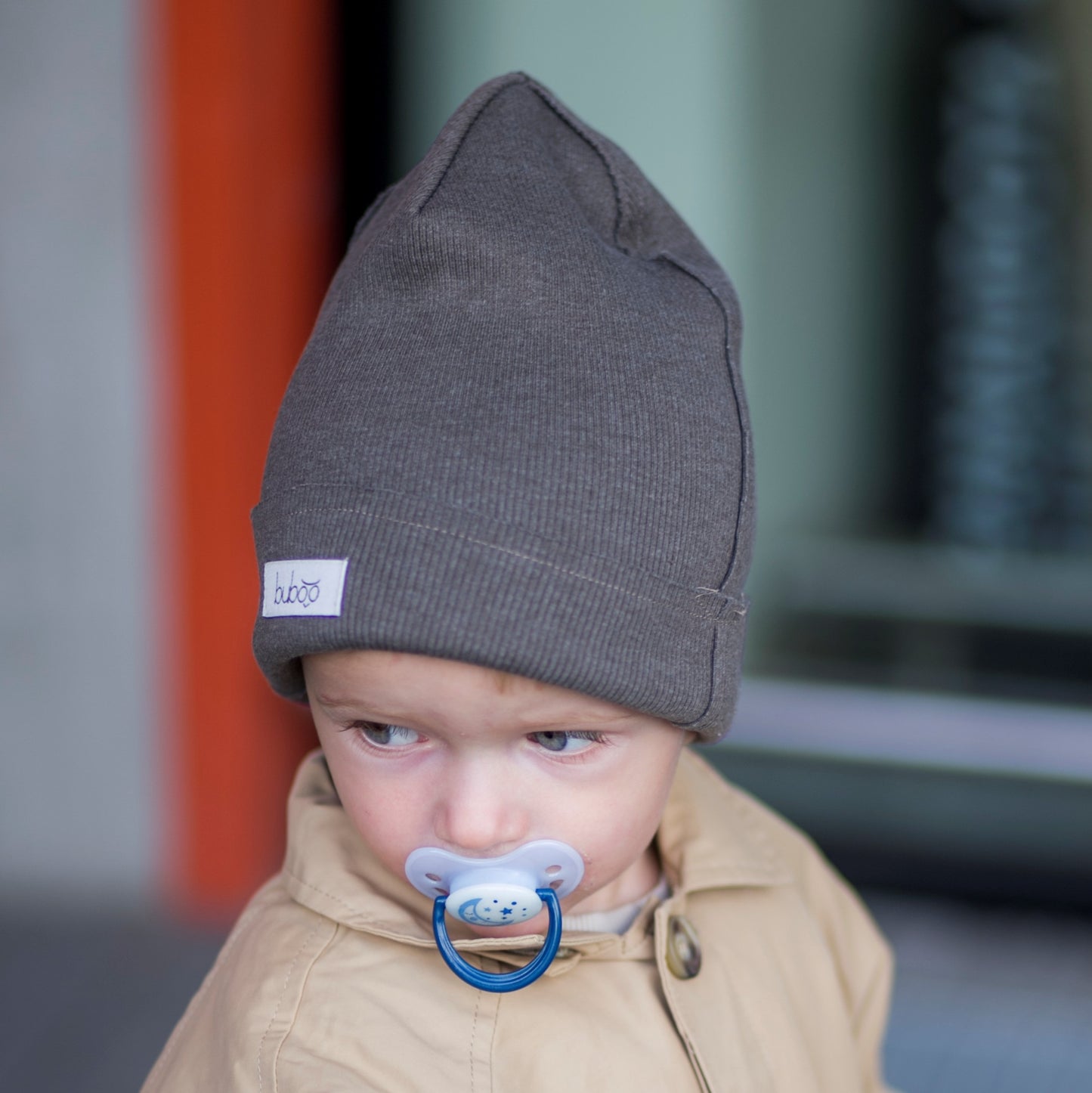 TRENDY Ribbed Cotton Kids Beanie – Khaki | Spring/Autumn Hat – BUBOO