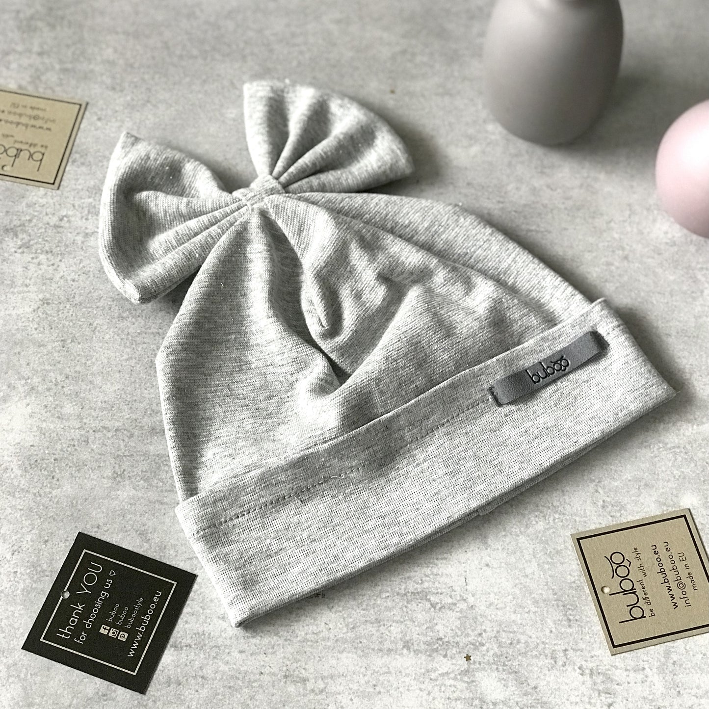 Stylish hat for a girl with a ribbon FASHIONISTA sparkling (gray)