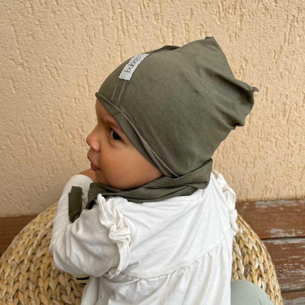 Kids thin cotton beanie UPSIDEDOWN – Khaki
