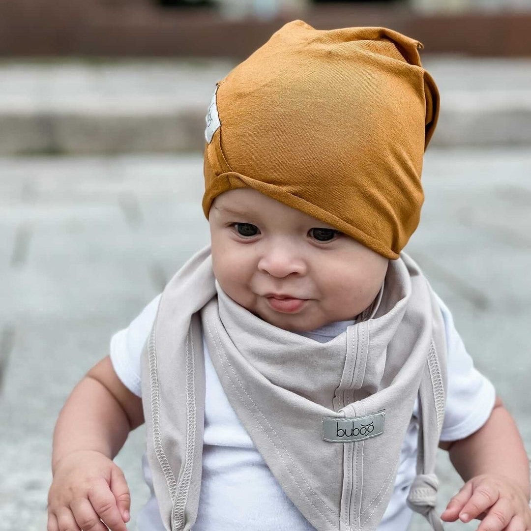 Kids thin cotton beanie UPSIDEDOWN – Mustard