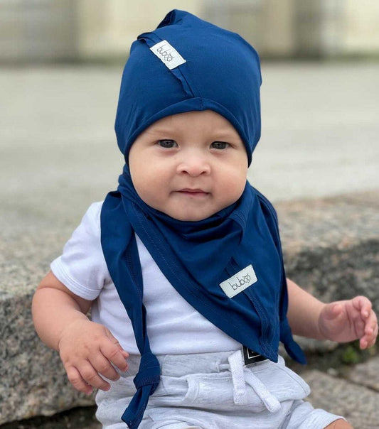 Kids thin cotton beanie UPSIDEDOWN – Blue