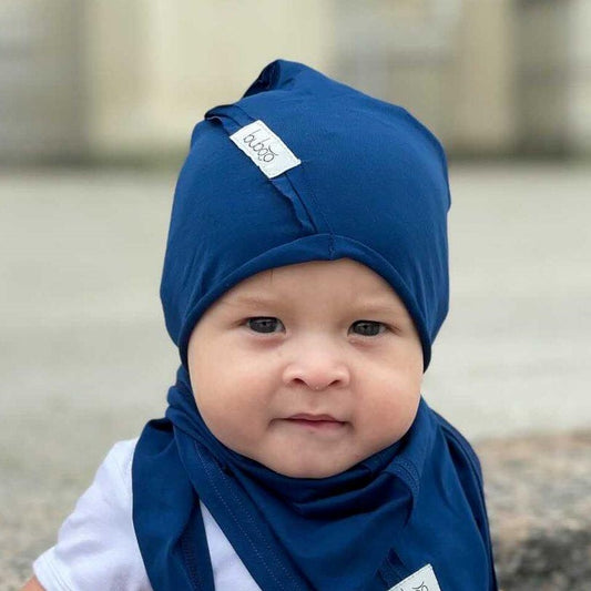 Kids thin cotton beanie UPSIDEDOWN – Blue