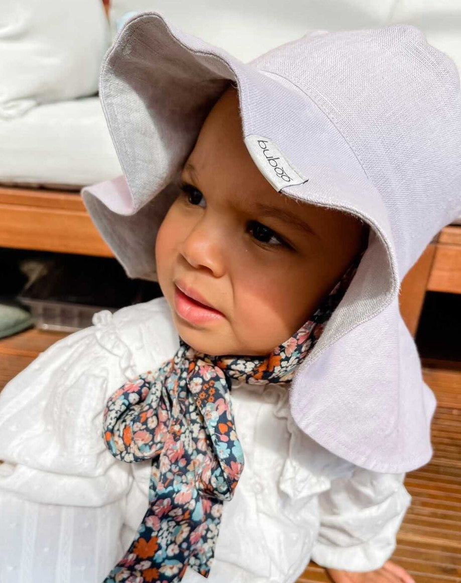 Impressive kids softened linen HAT with silky ribbons blush powder