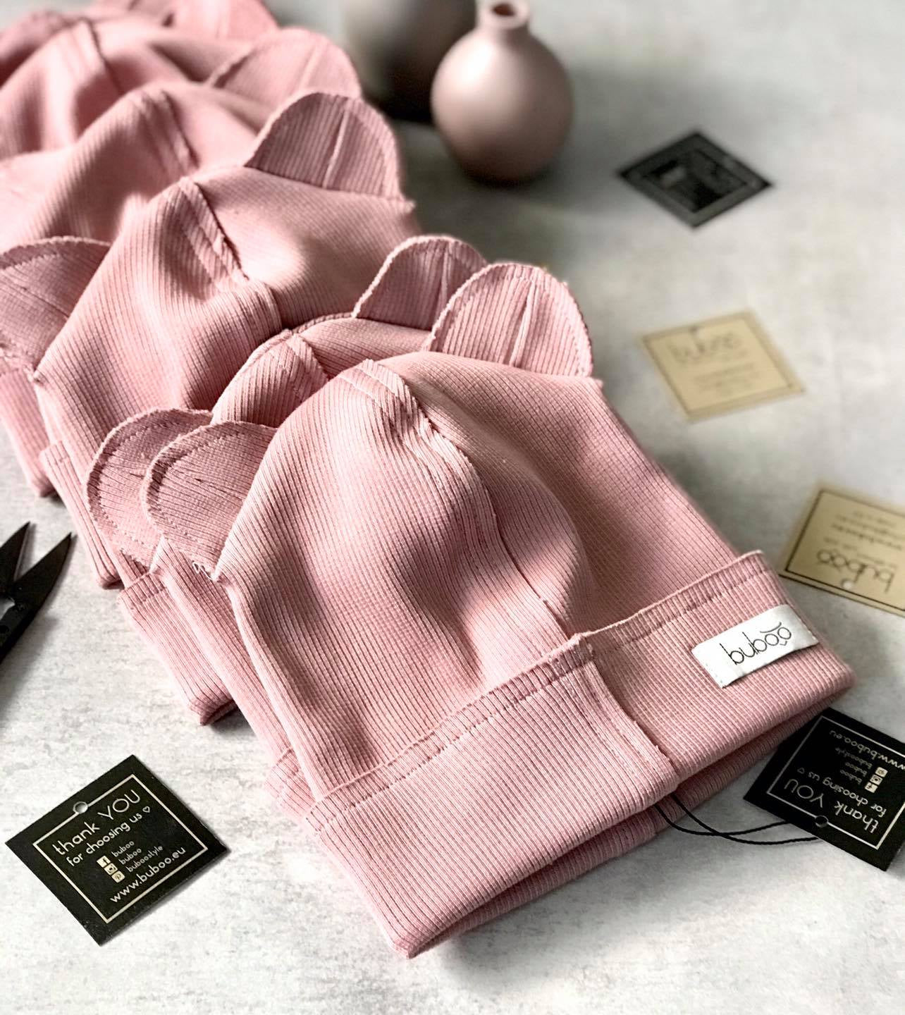 BEAR Ash Rose Double Cotton Beanie with Teddy Ears