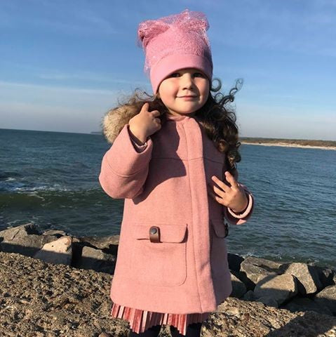 Extremely stylish girl doublelayered beanie with a tulle FASHIONISTA pink