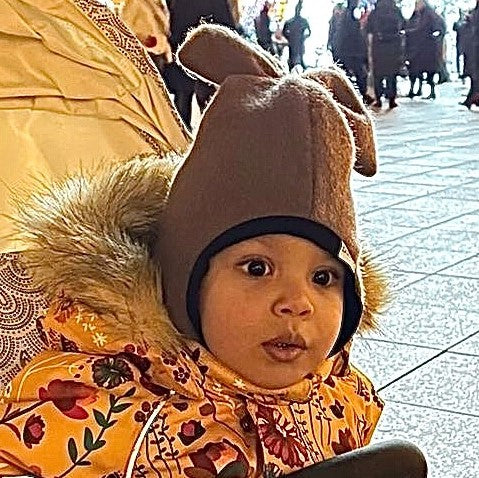 Stylish fall winter mohera wool kids helmet FASHIONISTA chocolate