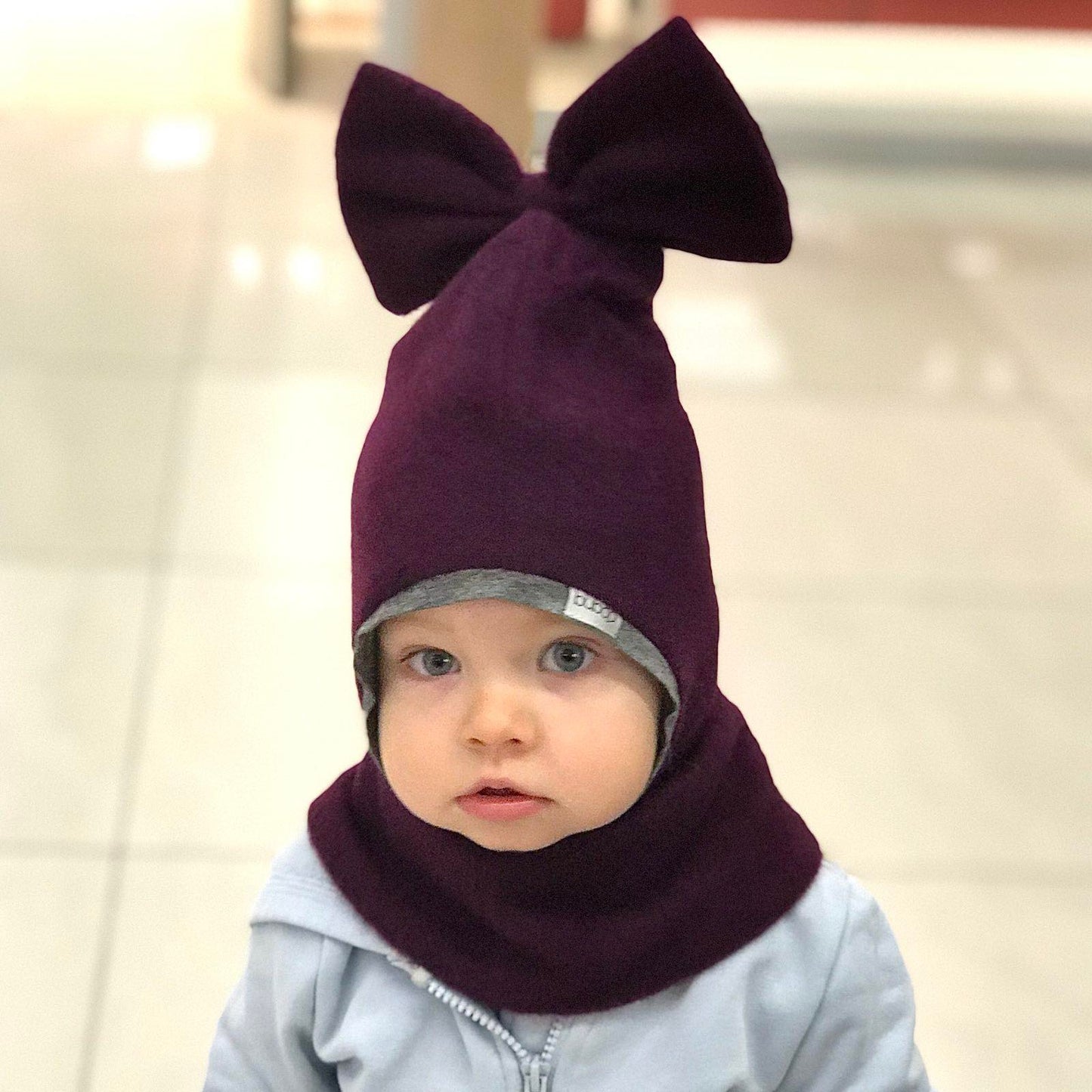 Stylish fall winter mohera wool kids helmet FASHIONISTA purple