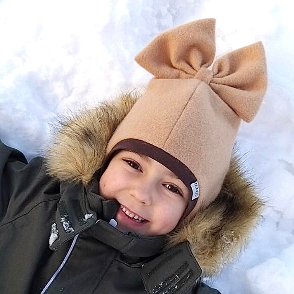 Stylish fall winter mohera wool kids helmet FASHIONISTA sand