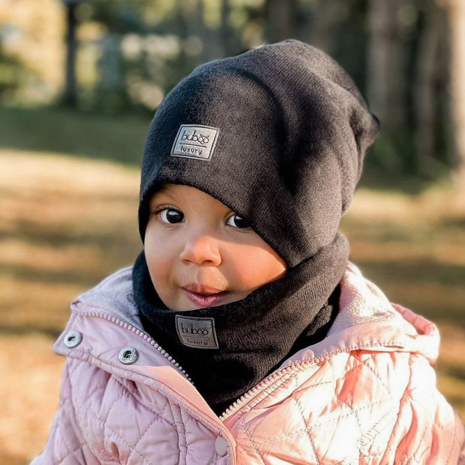 Kids snood scarf for fall winter spring BUBOO luxury - Black
