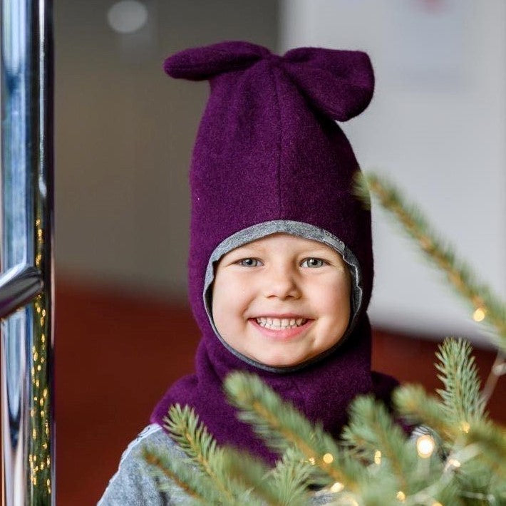 Stylish fall winter mohera wool kids helmet FASHIONISTA purple