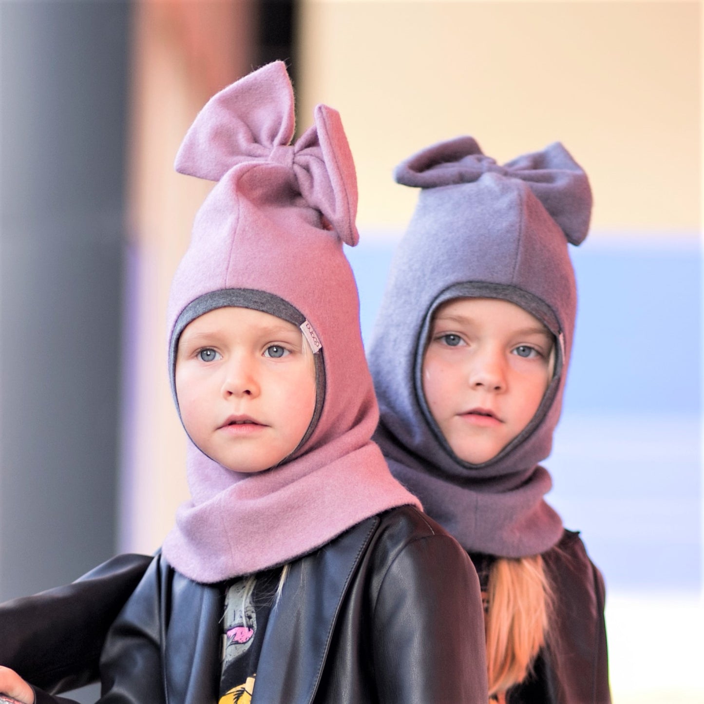 Stylish fall winter mohera wool kids helmet FASHIONISTA grey