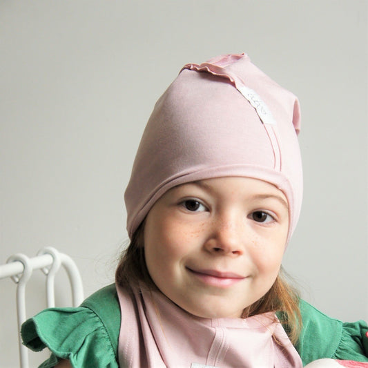 Kids thin cotton beanie UPSIDEDOWN – Blush Powder