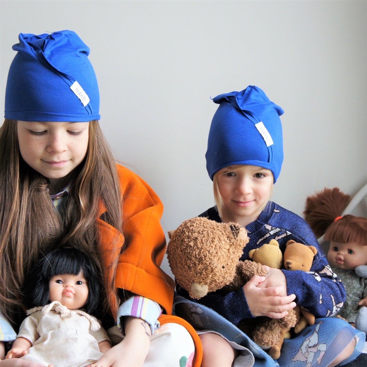 Kids thin cotton beanie UPSIDEDOWN – Cornflower