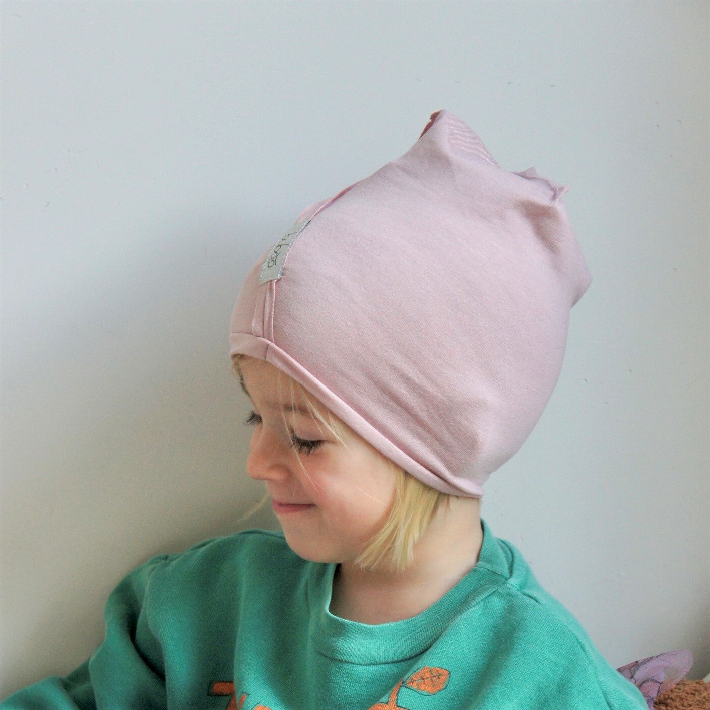 Kids thin cotton beanie UPSIDEDOWN – Blush Powder