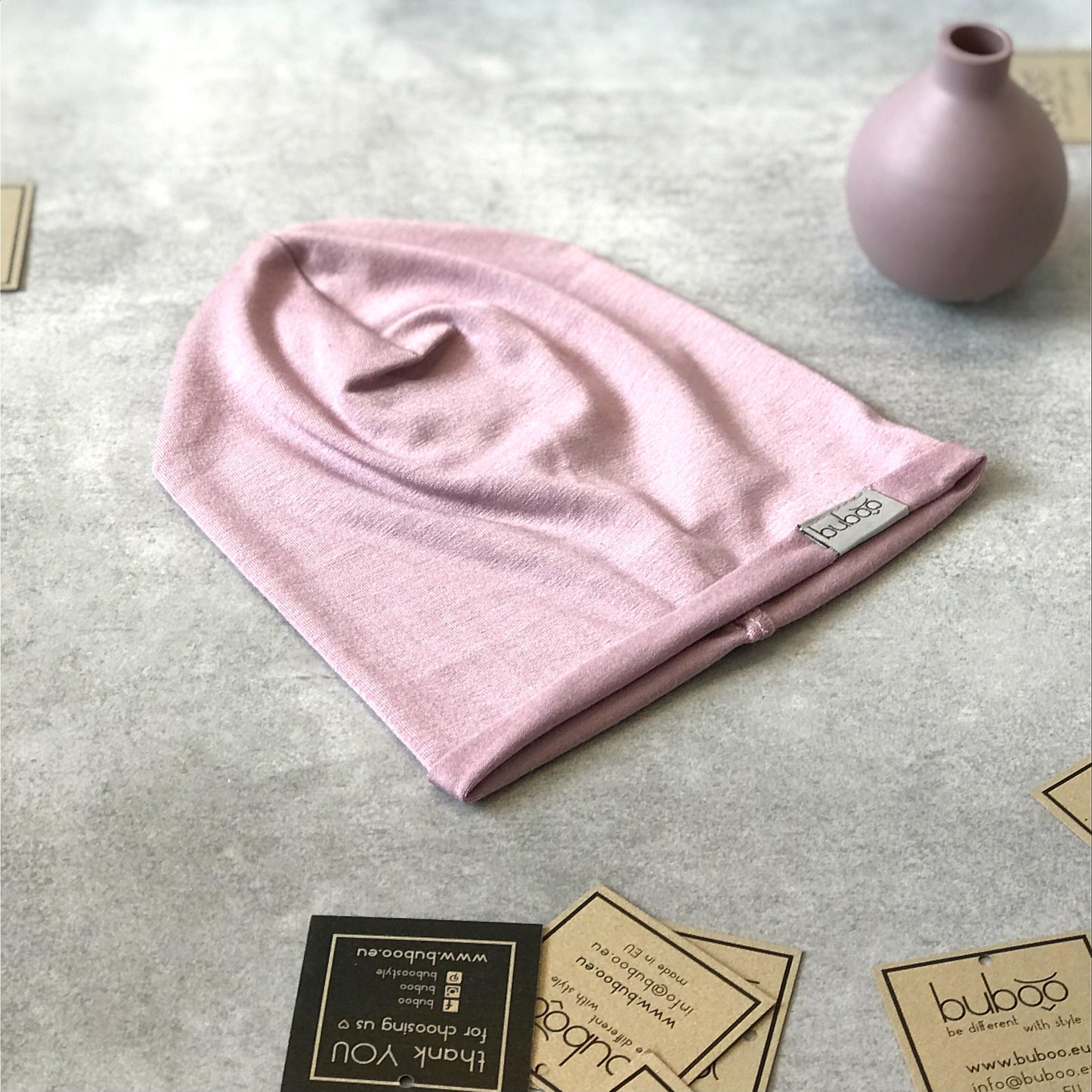 TRENDY Thin Cotton Kids Beanie – Ash Pink | Lightweight Spring/Summer Hat – BUBOO
