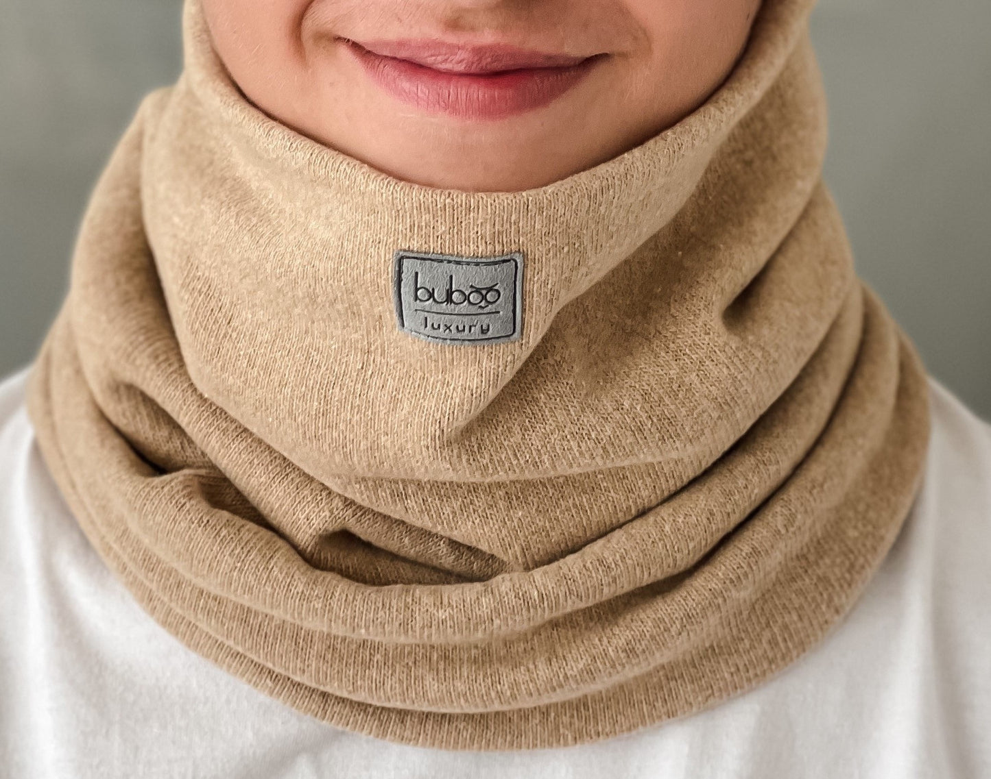 Kids snood scarf for fall winter spring BUBOO luxury - Camel