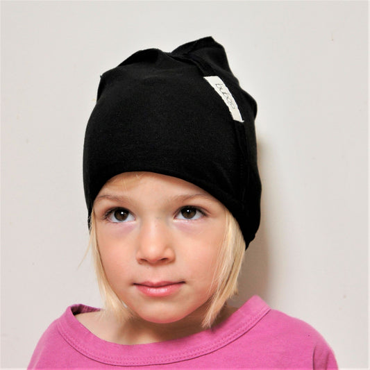 Kids thin cotton beanie UPSIDEDOWN – Charcoal Black