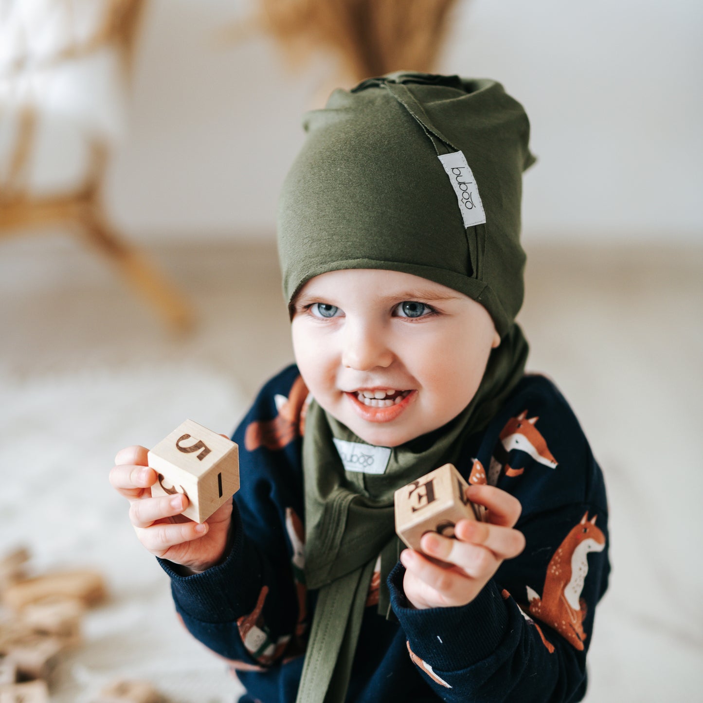 Kids thin cotton beanie UPSIDEDOWN – Khaki